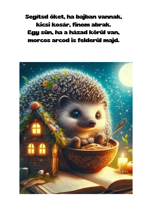 TüskeBöki illusztrált mesekönyv – borító és belső oldalak