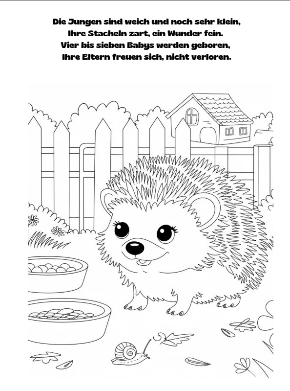 StachelPieks Malseite – Igel-Szene mit Strophe