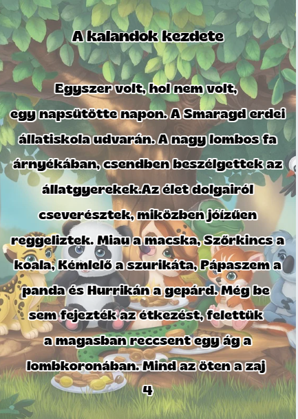 Kalandok a Smaragd erdőben – 1. kötet, illusztrált belső oldal