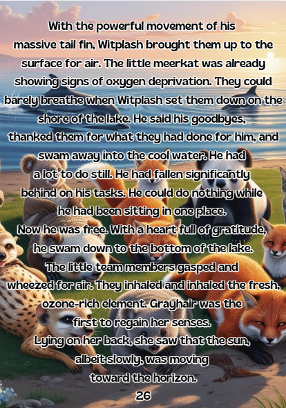 Volume Three, inside page: the friends rest on the lakeshore